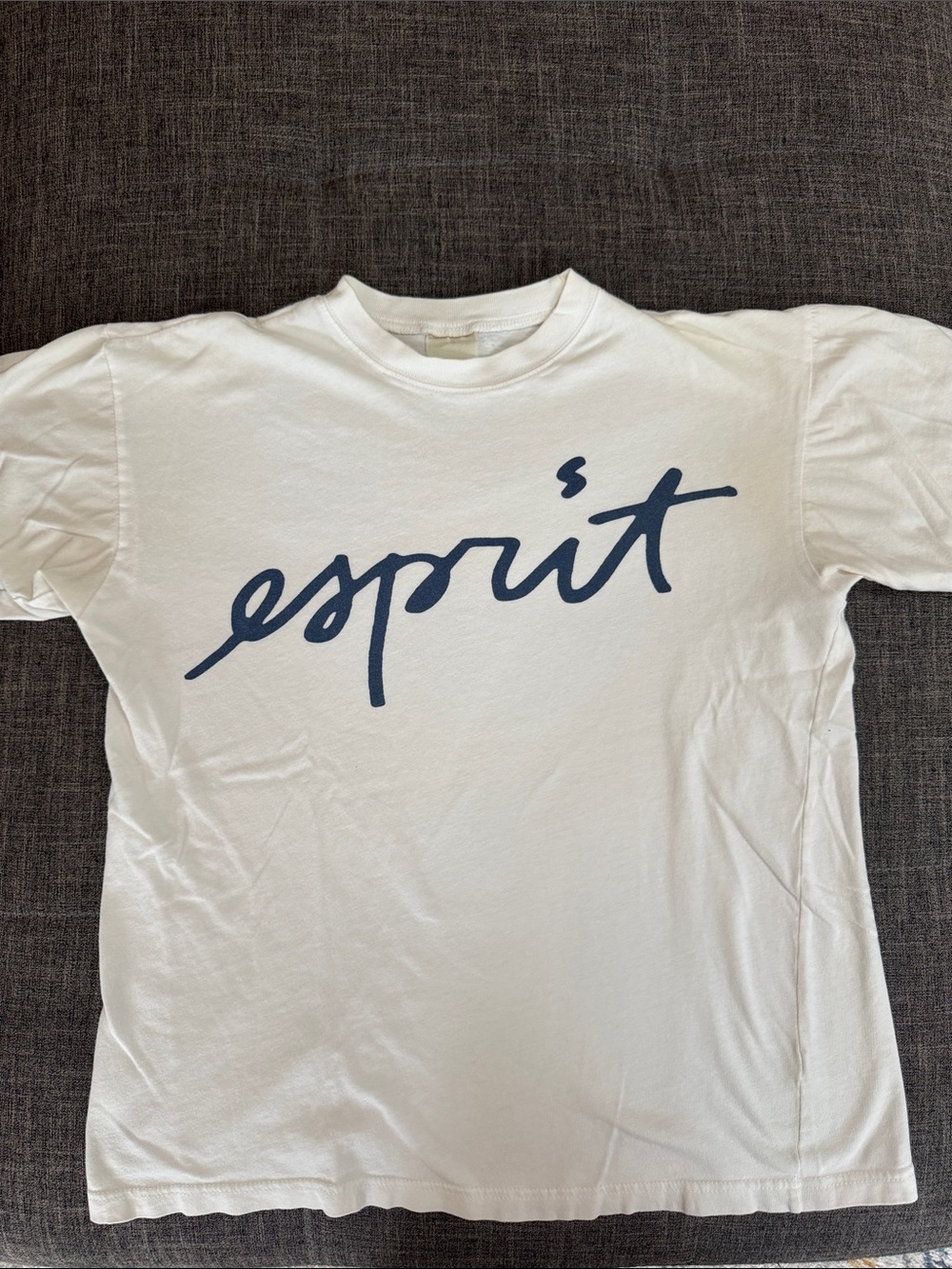 Vintage 90s Esprit Script Logo T Shirt Made in USA Boxy Tee Small - Picture 2 of 4